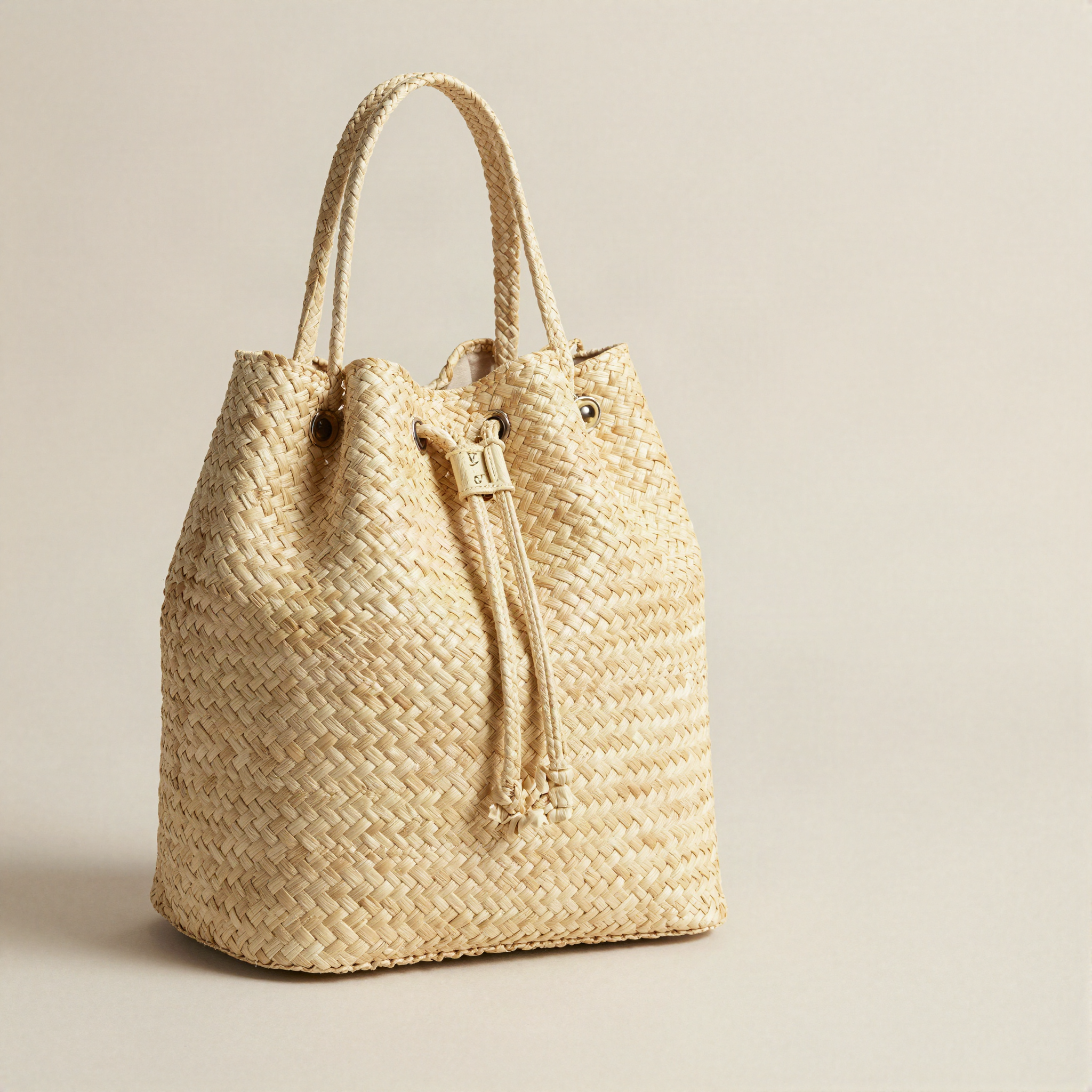 Woven Straw Bucket Bag